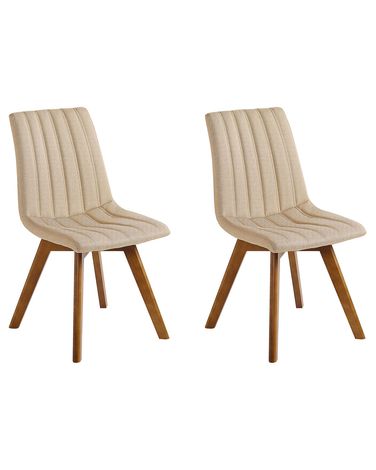 Lot de 2 chaises de salle à manger CALGARY Tissu Beige sable