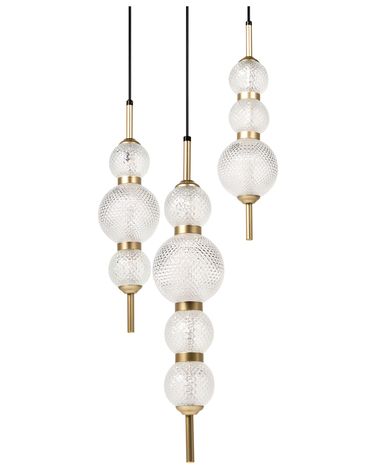 Lampes suspension à 3 lumières ARAS LED Verre Doré