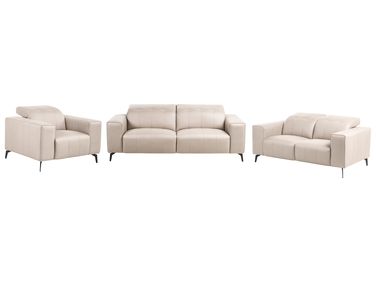 Living Room Set 6 Seater OMMEL Fabric Taupe