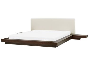 Lit avec sommier Cuir PU ZEN 180 x 200 cm Frêne foncé