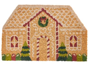 Paillasson SELATNA Naturel 40 x 60 cm Motif de Noël Fibre de coco