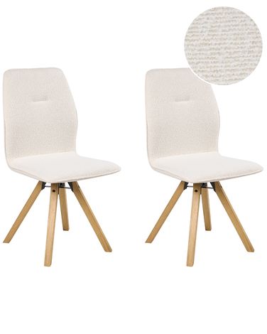 Lot de 2 chaises de salle à manger ALKALI Bouclé Blanc cassé