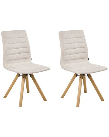 Lot de 2 chaises de salle à manger ROX Tissu Beige clair