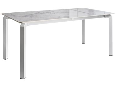 Garden Dining Table FELETTO 180 cm 90 cm Stone White Marble