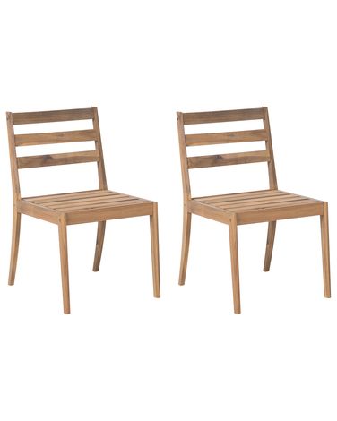Lot de 2 chaises de jardin CHIOGGIA Bois d'acacia certifié Marron clair