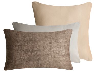 Lot de 3 coussins décoratifs VATICA Velours 30 x 50 cm 45 x 45 cm Multicolore Unicolore