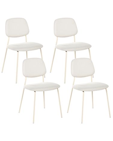 Lot de 4 chaises de salle à manger RILEY Tissu Blanc cassé