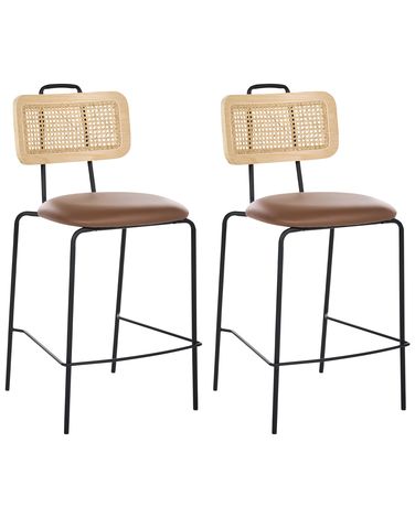 Lot de 2 chaises de bar ADELANTO Marron