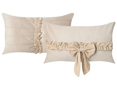 Lot de 2 coussins décoratifs BELLE Velours 30 x 50 cm Beige clair Unicolore