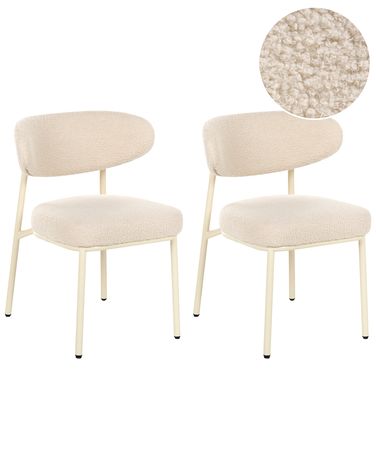 Lot de 2 chaises de salle à manger UNITY Bouclé Beige clair