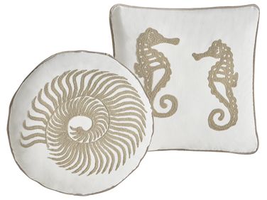 Lot de 2 coussins décoratifs SINDORA Coton 45 x 45 cm Blanc Motif animal