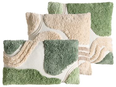 Lot de 3 coussins décoratifs ALSTONIA Coton 30 x 50 cm 45 x 45 cm Vert Motif abstrait