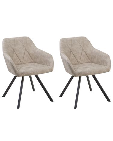 Lot de 2 chaises de salle à manger MONEE Tissu Beige