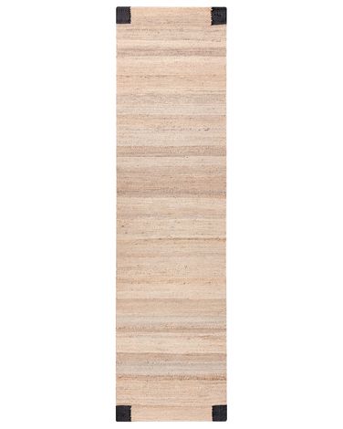 Rug AMRAVATI Black/ Beige 80 x 300 cm Jute
