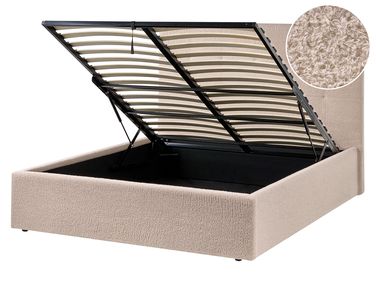 Lit ottoman Bouclé LORIENT 140 x 200 cm Beige