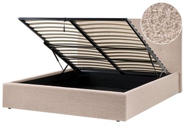 Lit ottoman Bouclé LORIENT 160 x 200 cm Beige