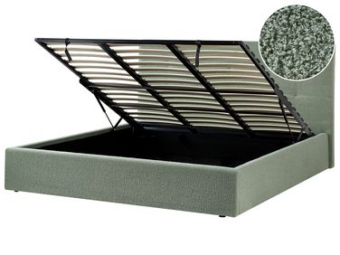 Lit ottoman Bouclé LORIENT 180 x 200 cm Vert