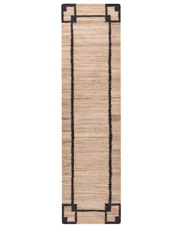 Rug GONDIA Black/ Beige 80 x 300 cm Jute