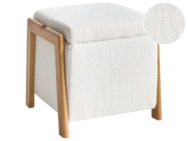 Poef met opbergruimte EDLAND Bouclé 45 cm 43 cm Wit