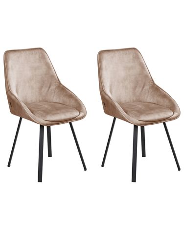 Lot de 2 chaises de salle à manger TERLTON Velours Beige