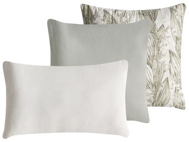 Lot de 3 coussins décoratifs XYLOPIA Coton 30 x 50 cm 45 x 45 cm Vert Motif floral
