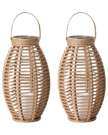 Set van 2 lantaarns op zonne-energie SHANGANI 40 cm Natuurlijk