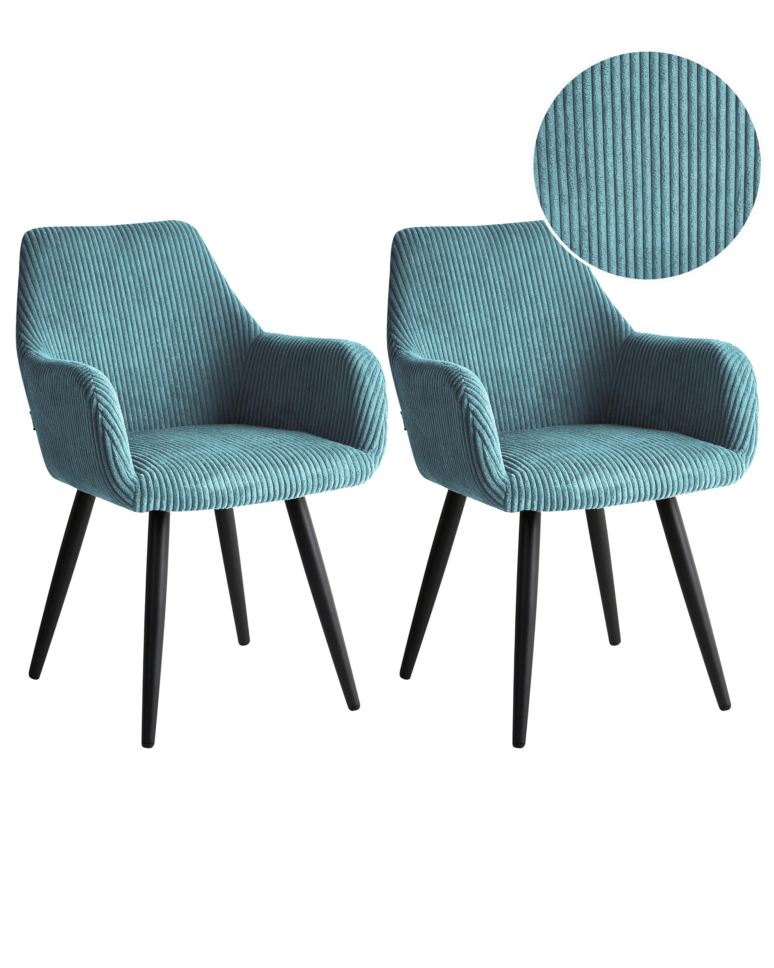 Lot de 2 chaises de salle à manger MORI Velours côtelé Turquoise