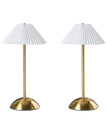 Lot de 2 lampes de table LED sans fil RUBA Avec variateur Métal Doré