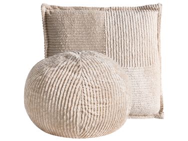 Lot de 2 coussins décoratifs MARANTA Velours côtelé 30 x 30 cm 45 x 45 cm Beige clair Unicolore