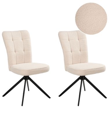 Lot de 2 chaises de salle à manger RYAN Bouclé Beige clair
