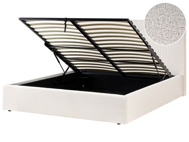 Lit ottoman Bouclé VION 160 x 200 cm Blanc cassé