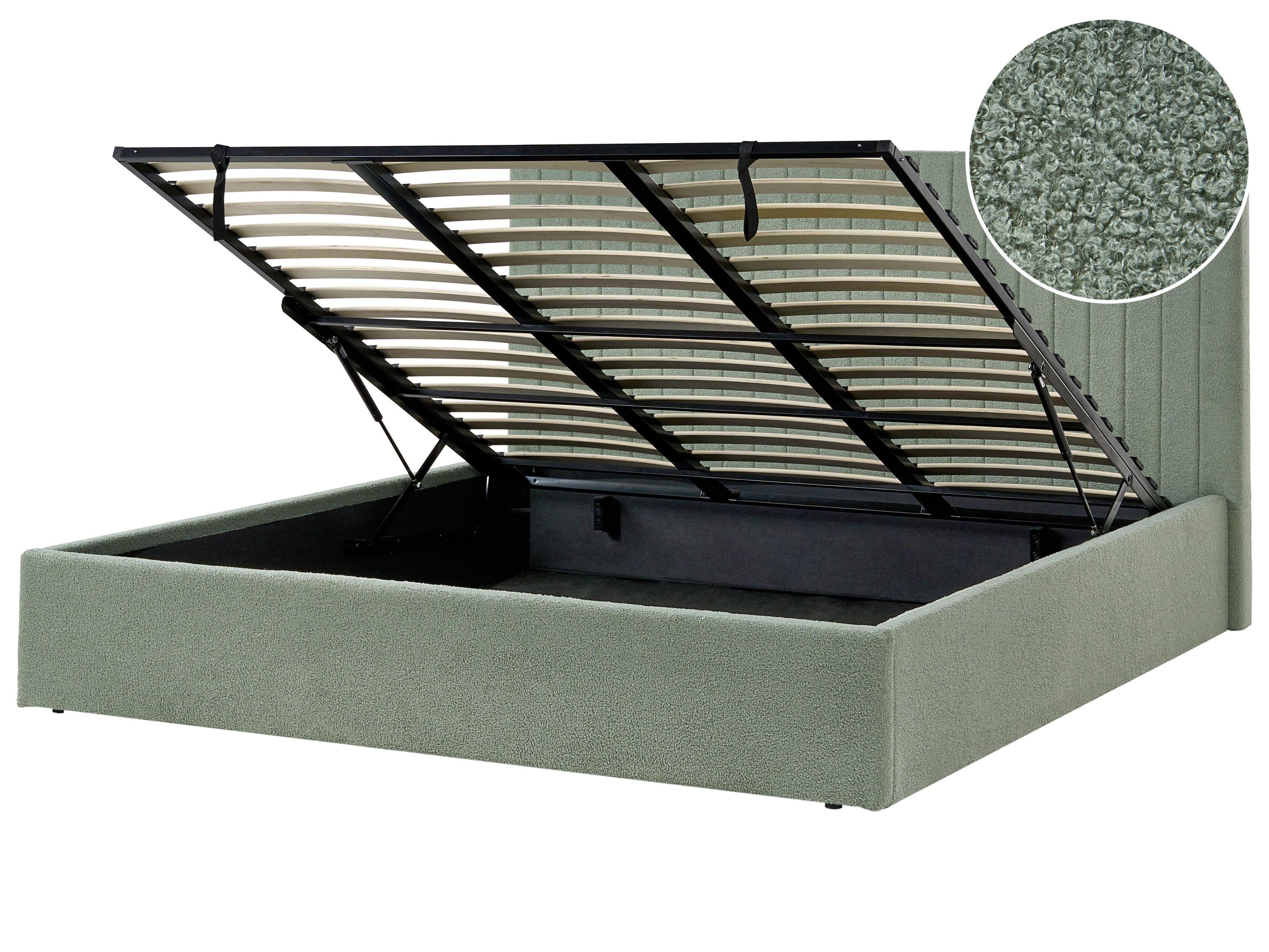 Lit ottoman Bouclé VION 180 x 200 cm Vert