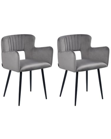 Lot de 2 chaises de salle à manger SANILAC Velours Gris