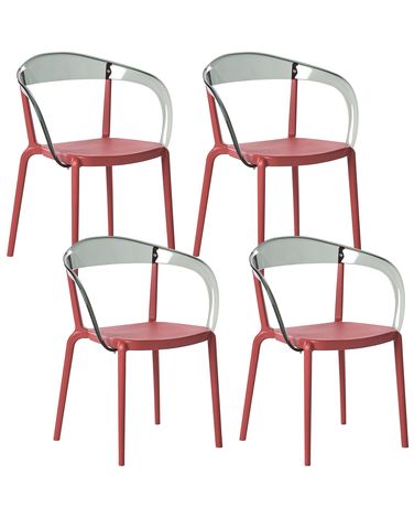 Lot de 4 chaises de jardin MALEVIZI Empilable Rouge
