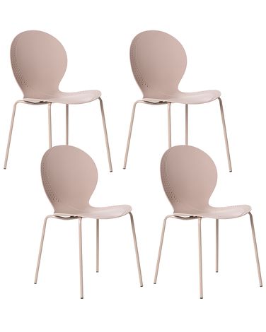 Lot de 4 chaises de jardin MILOS Empilable Beige