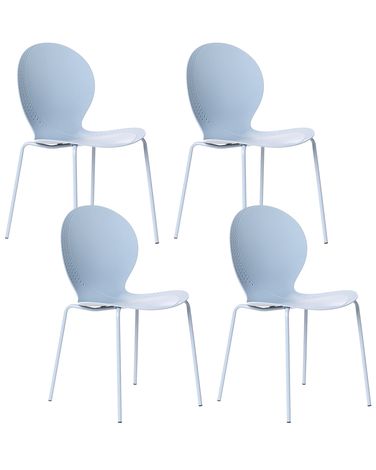 Lot de 4 chaises de jardin MILOS Empilable Bleu clair