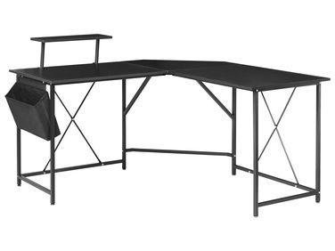 Hoekbureau TACONY Zwart 180 cm 140 cm met opbergruimte