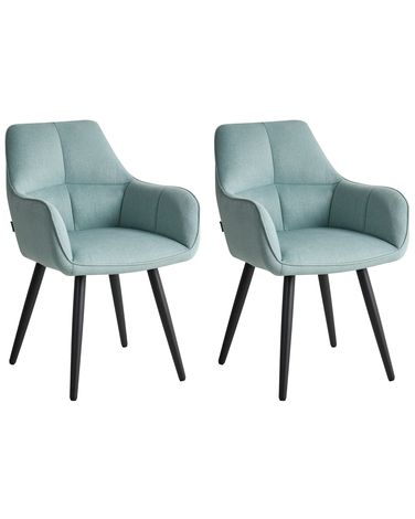 Lot de 2 chaises de salle à manger TIRANO Lin synthétique Bleu clair
