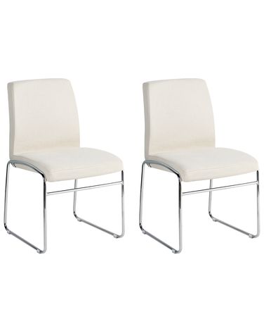 Lot de 2 chaises de salle à manger LECCO Tissu Beige clair