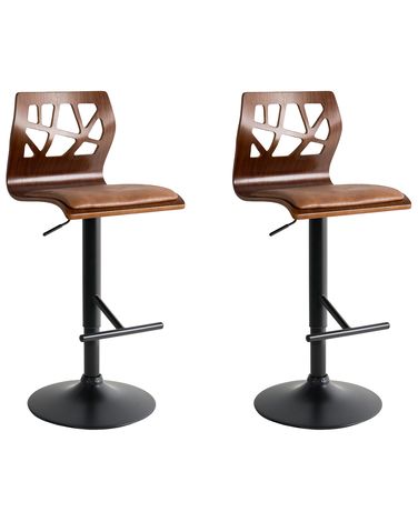 Lot de 2 chaises de bar PETERSBURG Cuir PU Marron/noir