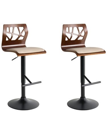 Lot de 2 chaises de bar PETERSBURG Cuir PU Beige/noir