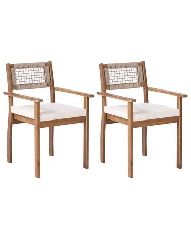 Lot de 2 chaises de jardin SUMIRAGO Acacia Marron clair