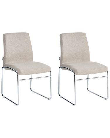 Lot de 2 chaises de salle à manger LECCO Tissu Beige