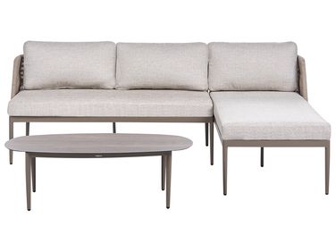 Tuin hoekloungeset met tafel 3-zits LEFFE linkszijdig Metaal Beige