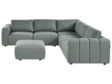 Modular Corner Sofa 5 Seater KIVVIK Fabric Green with Ottoman Left Hand