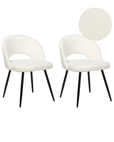 Set of 2 Dining Chairs ONAGA Boucle White
