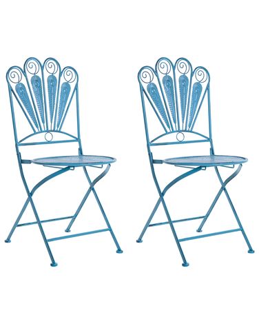 Lot de 2 chaises de jardin PAVIA Pliant Métal Bleu