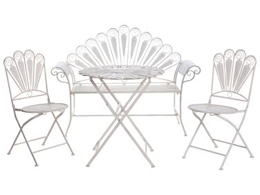 Bistro Set with Bench PAVIA Metal Off-White