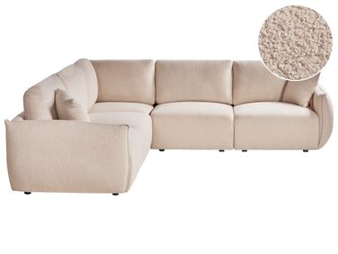Modulaire hoekbank 5-zits MESNALI Bouclé Beige rechtszijdig
