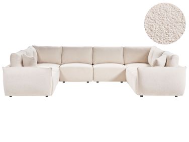 Modulaire U-vormige bank 8-zits MESNALI Bouclé Gebroken wit